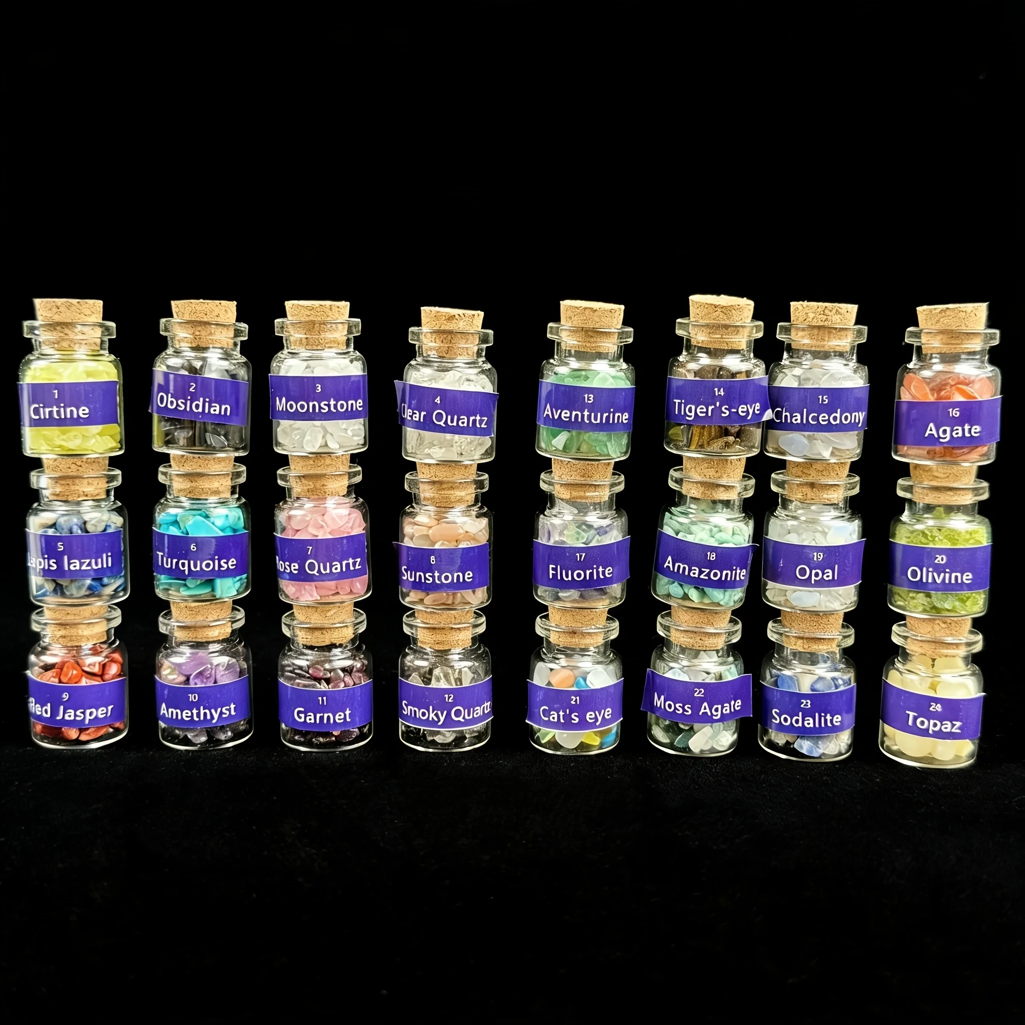 Natural Stone Small Bottles in Various Materials, Suitable for Collection, Teaching Purposes, Decorative Items, Holiday Gifts