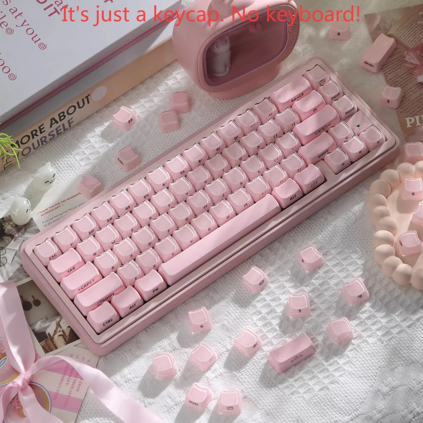 Pink Jelly MAO Profile Keycaps 119 Keys Side Print Backlit PC+PBT Cute for Girls 68/75/87/108 Mechanical Keyboard