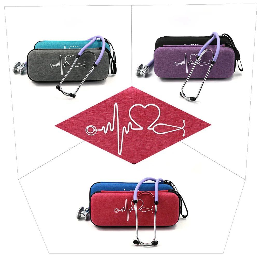 

1pc Stethoscope Storage Box Portable Shockproof Case With Mesh Pouch For 3M Rosy Stethoscope Organizer Medical Teaching