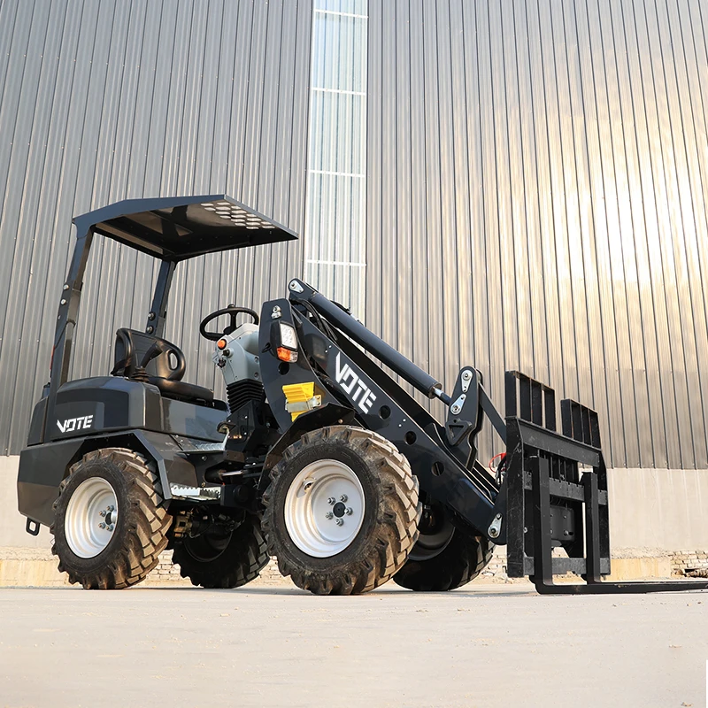 Loader Micro ขนาดกะทัดรัด Hydrostatic รถตักพลั่วสวนรถแทรกเตอร์ขนาดเล็ก Mini Front End Loader ล้อราคาพาเลท