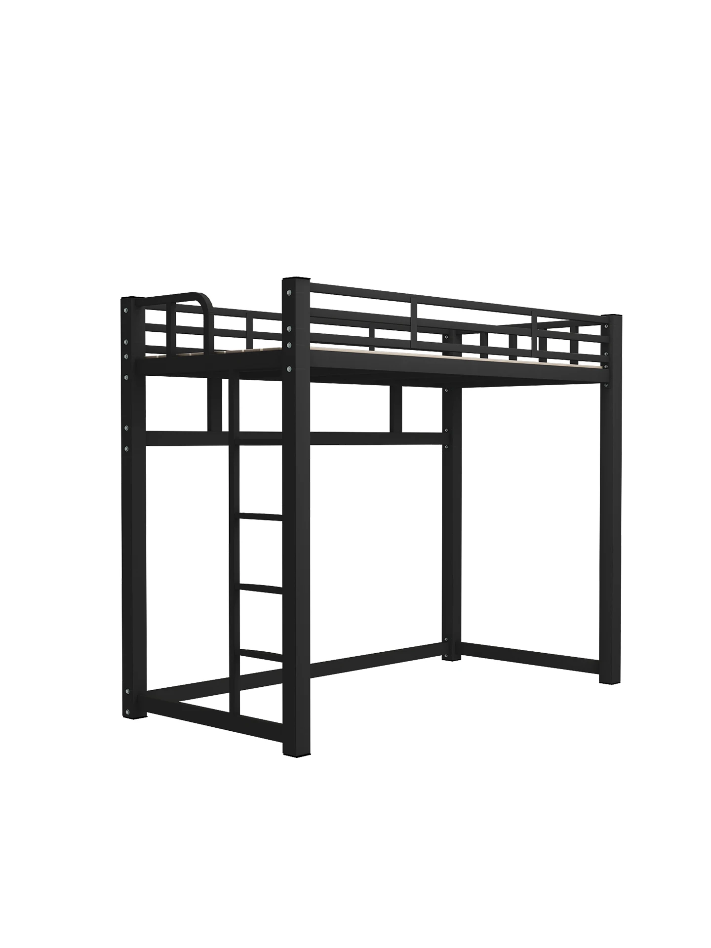 استئجار قطعة أثرية جديدة، سرير مرتفع موفر للمساحة، سرير مرتفع من الحديد المطاوع، طاولة سفلية مفردة #4