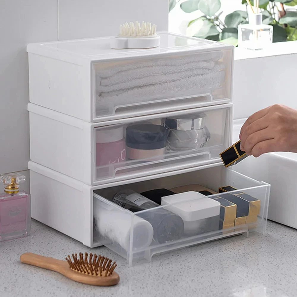 

Stackable Desktop Storage Box Drawers Plastic Kitchen Sorting Box Household Cabinet Wardrobe Drawer Organizer