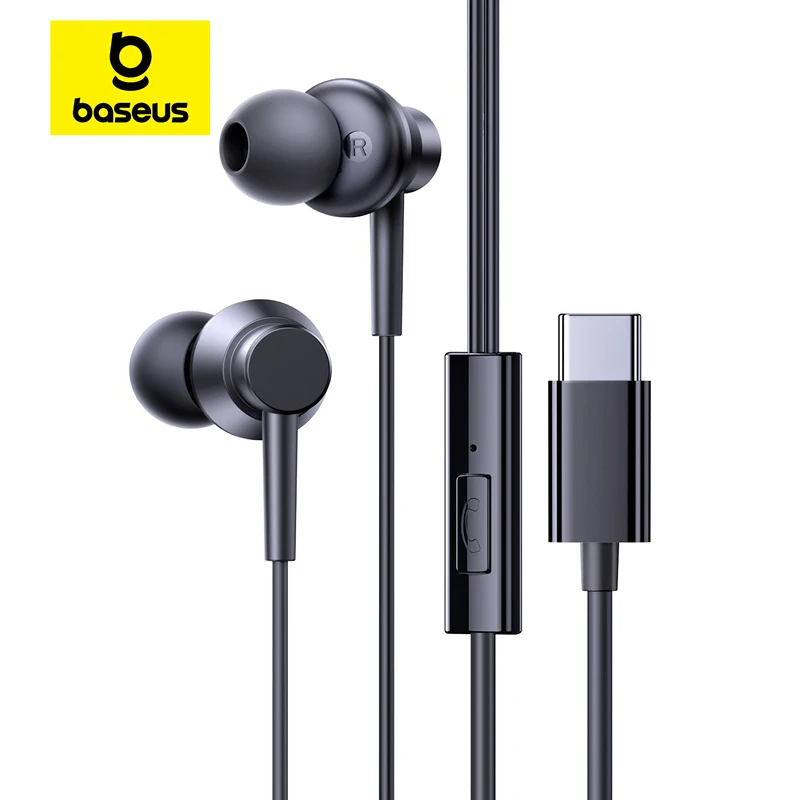 Baseus Encok CZ11/HZ11 bedrade oortelefoon Type-C/3,5 mm jack bedrade hoofdtelefoon met microfoon 120 ° Hoek voor laptopcomputer tablettelefoon