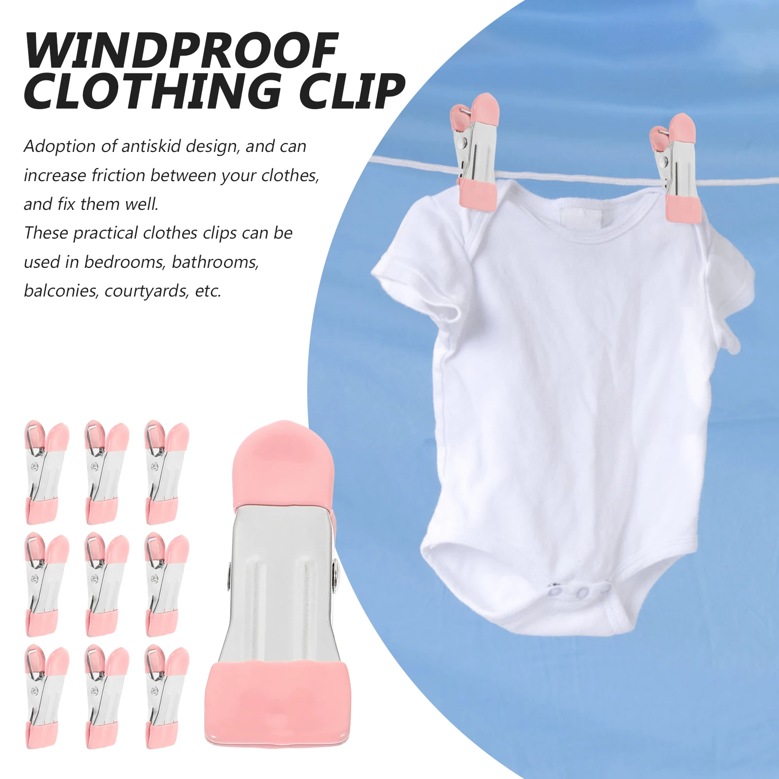 

10Pcs Clothes Clips Multipurpose Windproof Heavy Duty Fabric Clamps for Hanging Towels Quilts Blankets Outdoor Balcony Use