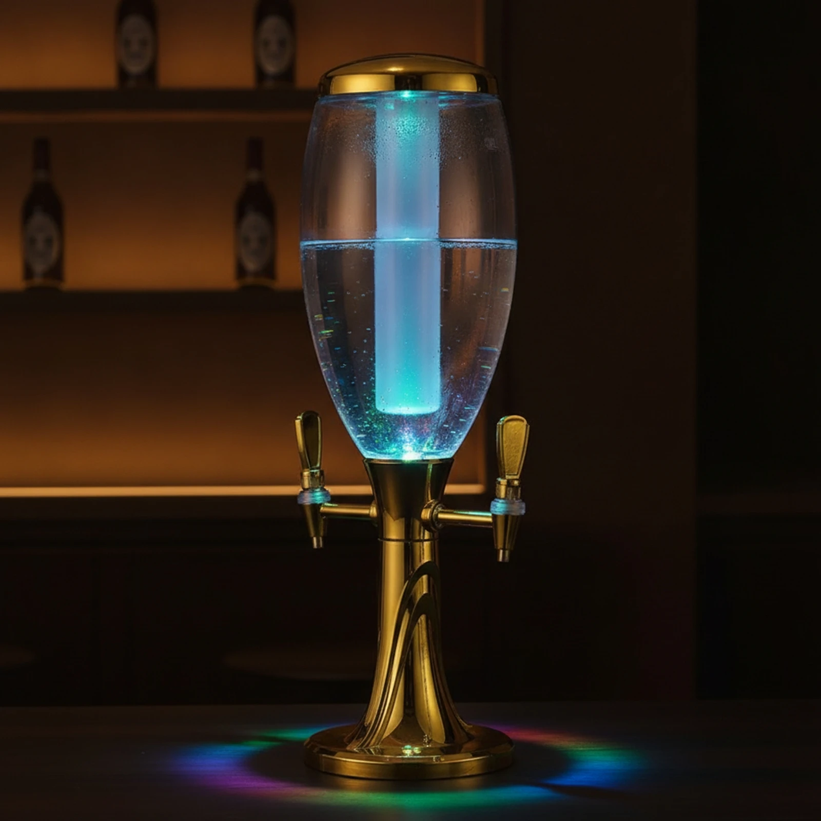 Beer Dispenser with Dual Taps Chilled Beer Dispenser with Ice Tube Drink Dispenser with Ice Column Tabletop Clear for Hosts - view 3