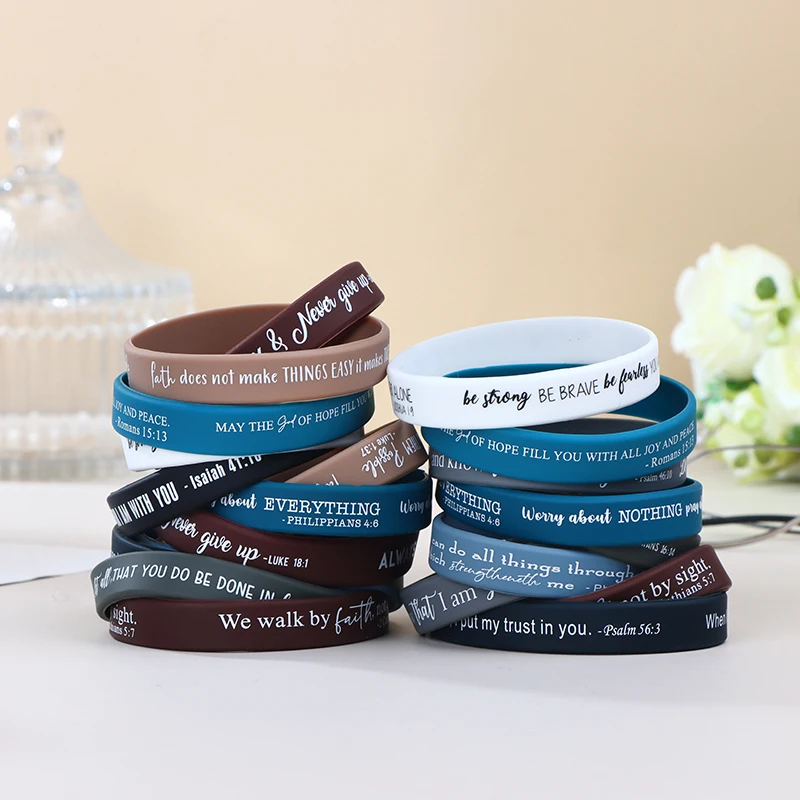 36 قطعة من الأساور الدينية المصنوعة من السيليكون أساور مطاطية للكتاب المقدس ملونة ملهمة من السيليكون المسيحي #5