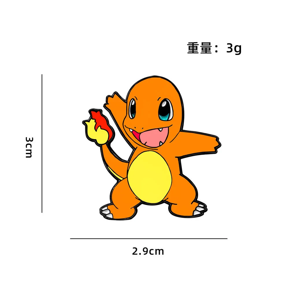 Juego de 4 pines esmaltados de Pokémon, lindos broches de Pikachu, Charmander, Bulbasaur y Squirtle para mochilas, regalos para fans