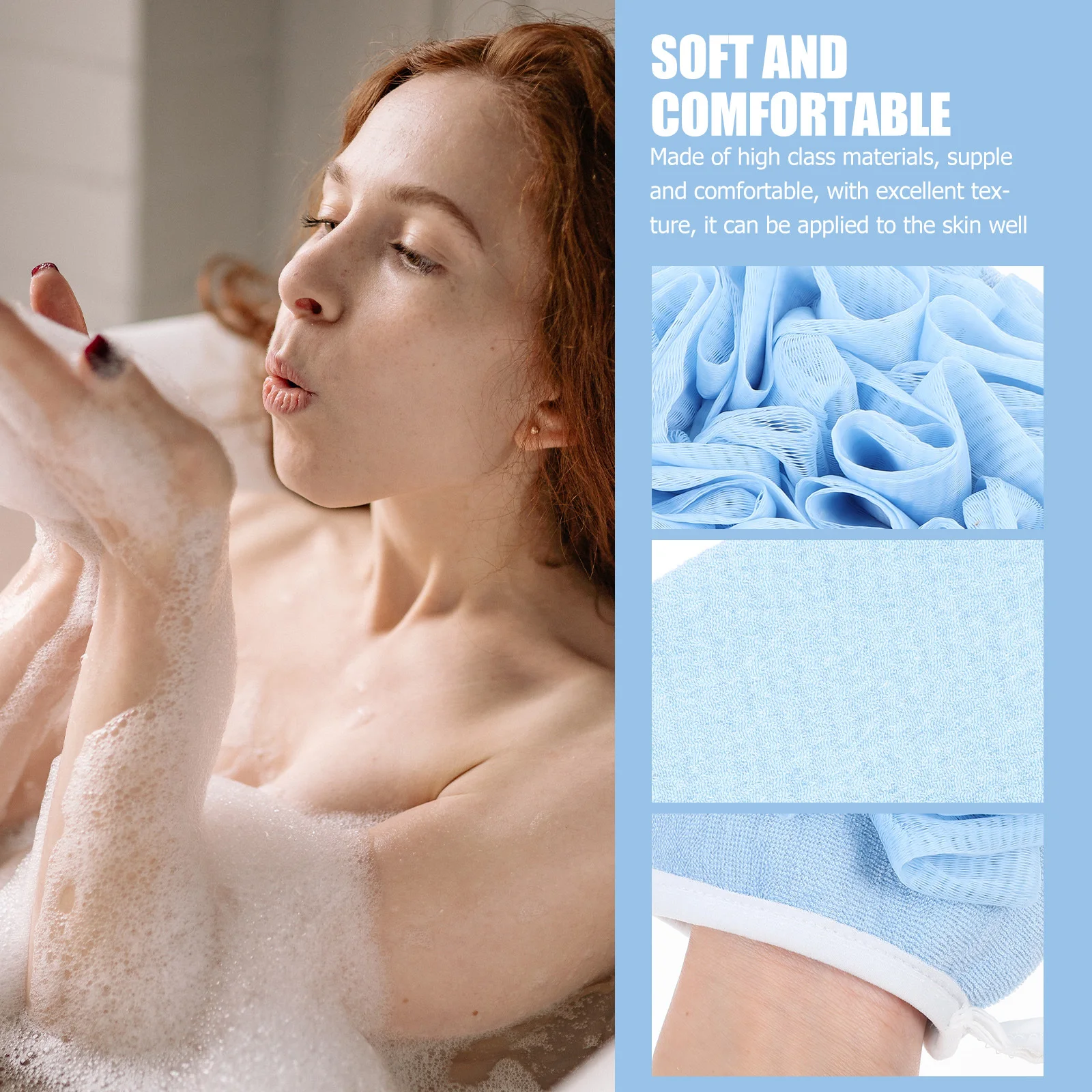 

2pcs Supple Thicken Bath Scrubber Exfoliation Foaming Body Cleaning Tool Bath Ball Bathing Wipe Shower Glove