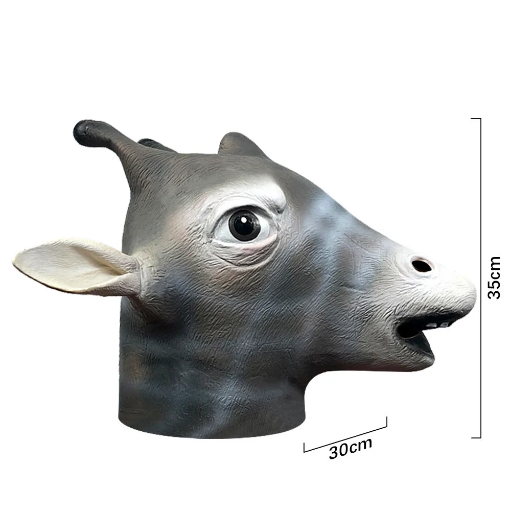 Realistische Giraffen-Latexmaske für den ganzen Kopf, Cosplay- und Halloween-Party-Kostümzubehör – Detail 5