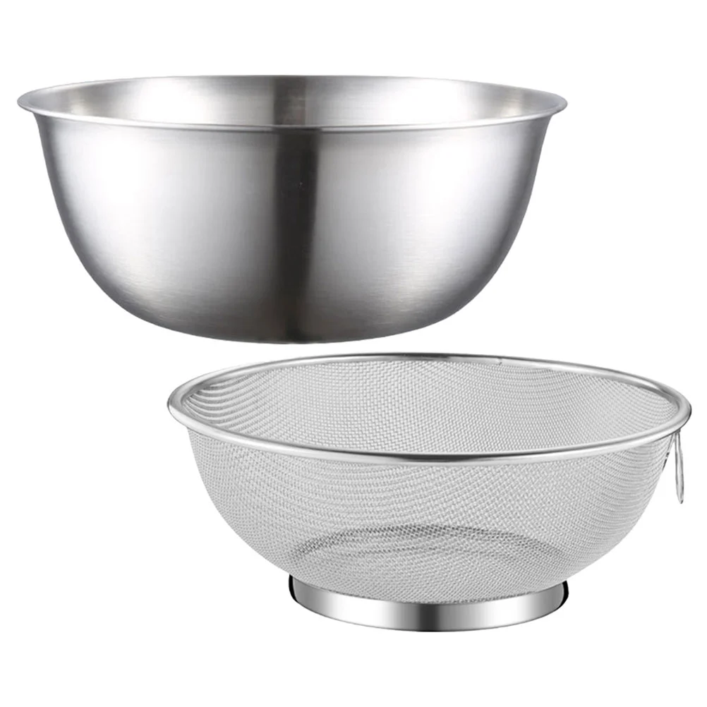 

2 Pcs Drain Basket Sink Steamer Colander with Bowl Stainless Strainer Dish Basin