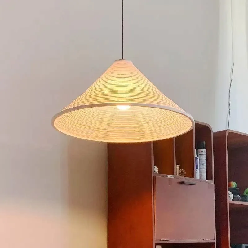 

Japanese Wabi Sabi Style Round Rice Paper Led Pendant Light Living Room Bedroom Loft Restaurant Bar Cafe Home Decor Hanging Lamp