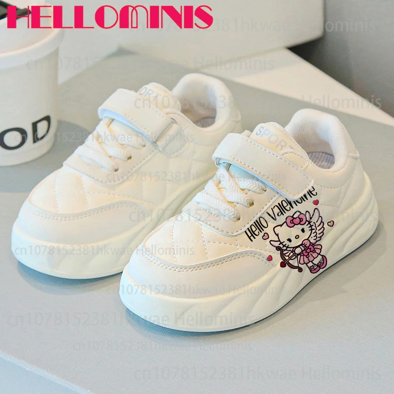 جديد مرحبا كيتي الفتيات حذاء طفل مجلس الأطفال مريحة لينة حذاء أبيض حذاء كاجوال للأطفال 21-32 الحجم