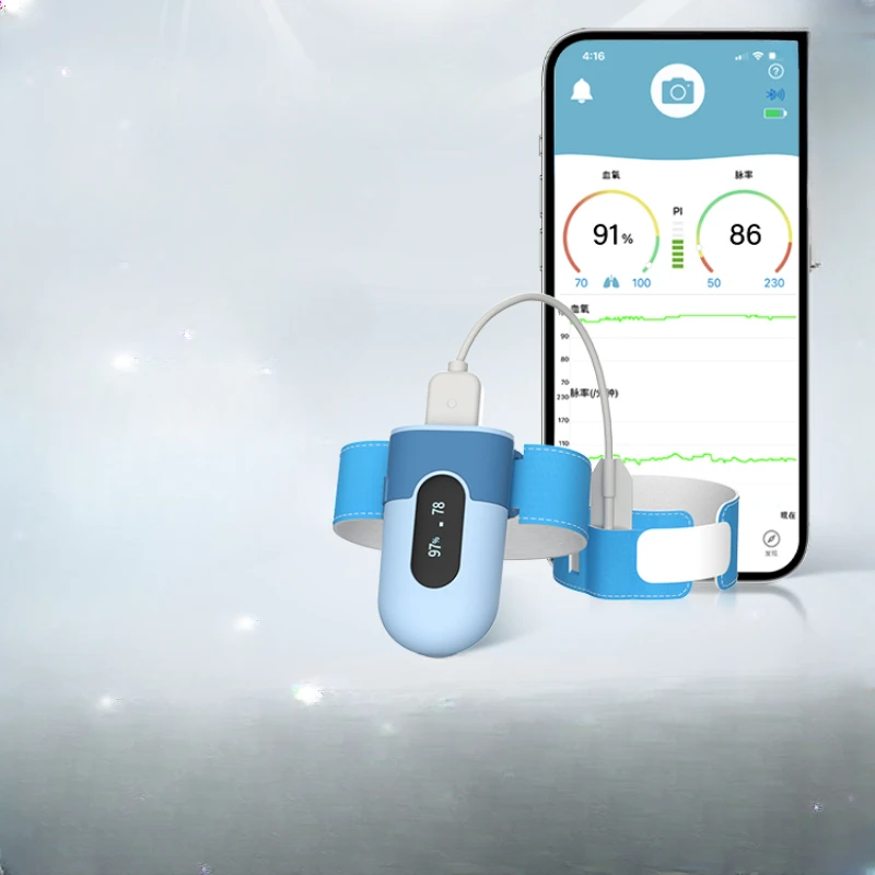 Blood oxygen saturation detection, heart rate and pulse rate monitoring device for children, infants and young children,