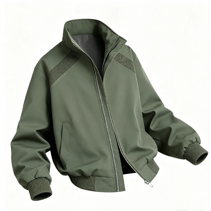 Spring and Autumn New Sports Flight Jacket Men's Outdoor Sports and Leisure Slant Neck Windproof and Breathable Versatile Coat