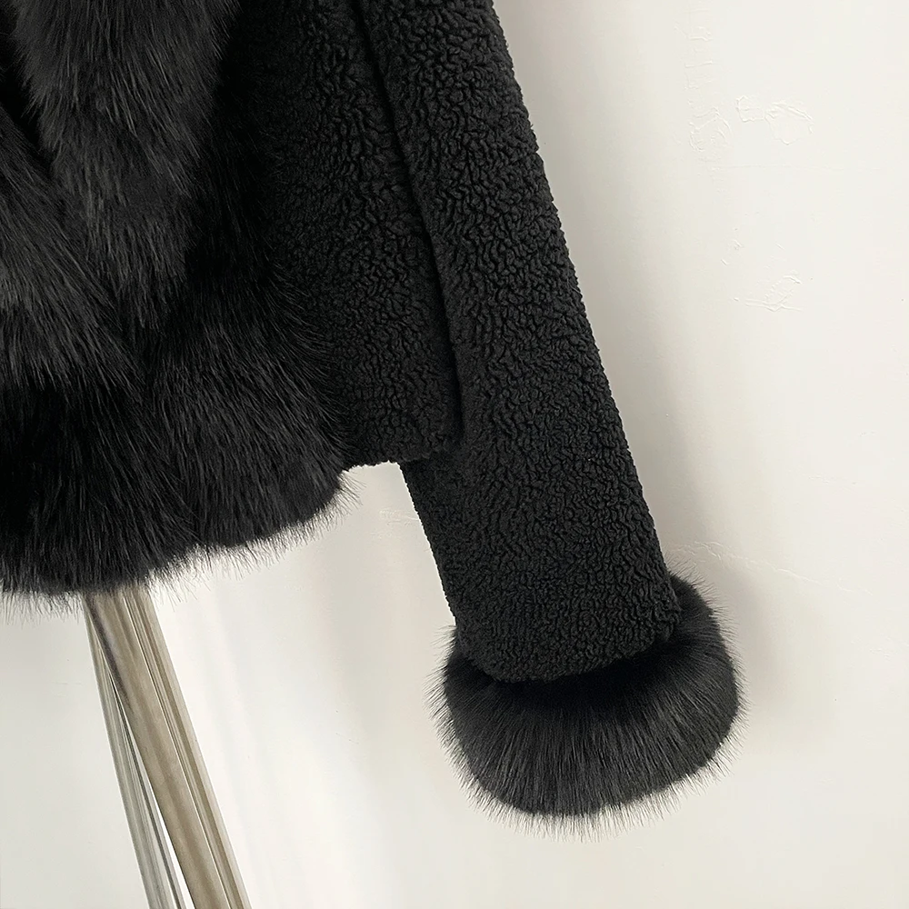 Casaco de pele do falso outono jaqueta de pele de cordeiro eco-friendly feminino quente grosso pele do falso artificial roupas de inverno feminino com capuz casaco curto