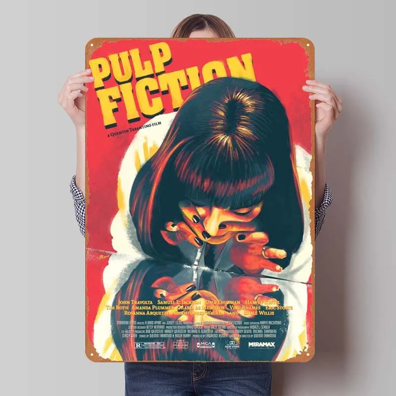 Mia Wallace Classic Movie Tinplate Sign Poster Decorative Metal Plates Vintage Metal Sign for Wall Art Decoration Bathroom Decor