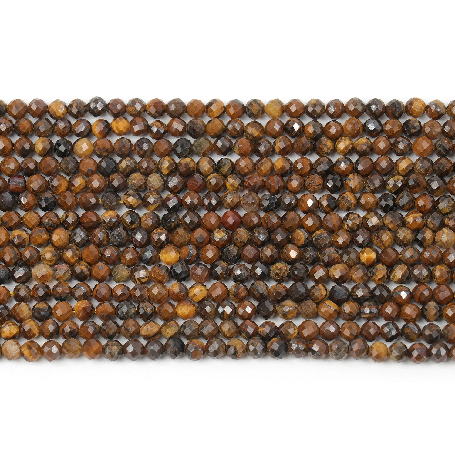 Großhandel Facettierte 2 3 4mm Naturstein Gelbe Tigerauge Perlen Runde Kleine Lose Perlen für Schmuckherstellung DIY Armband Halskette – Detail 4