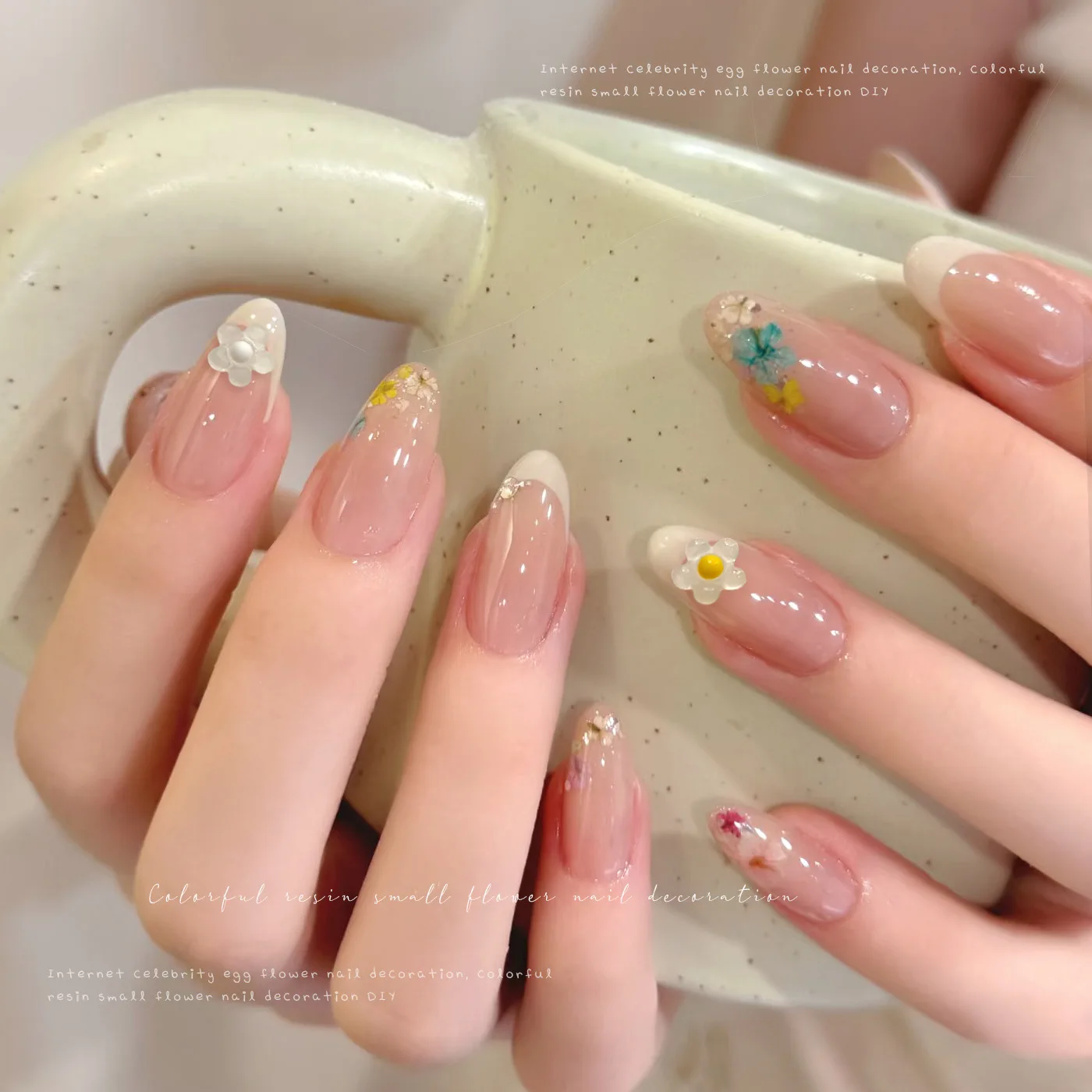 50PCS 3D Acrylic Five-petaled Flower Nail Art Charms Kawaii Accessories For Manicure Decor Nails Decoration Supplies Material 5