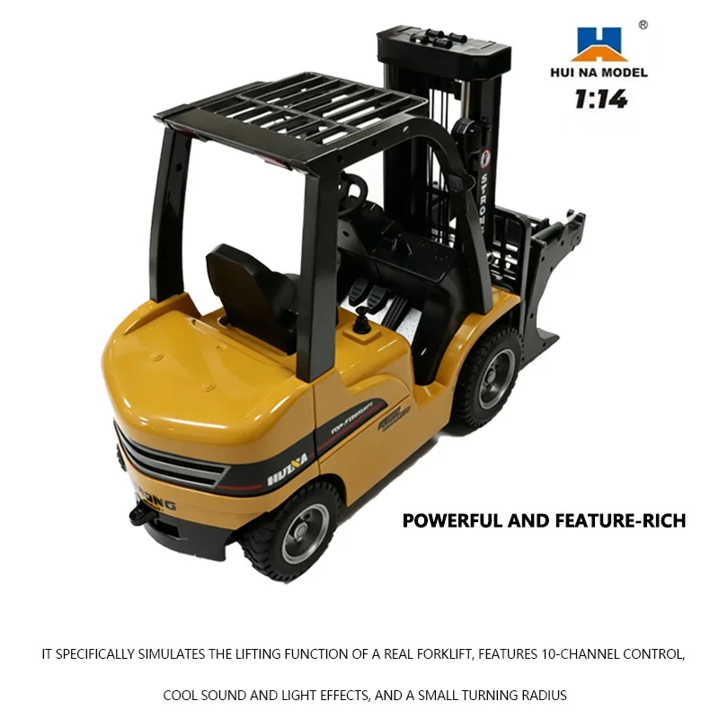HUINA 1577 1/14 RC Forklift 14-Channel Alloy Electric Lift with Sound and Lighting Effects 2.4G Remote Control Model Toy Gift view 3