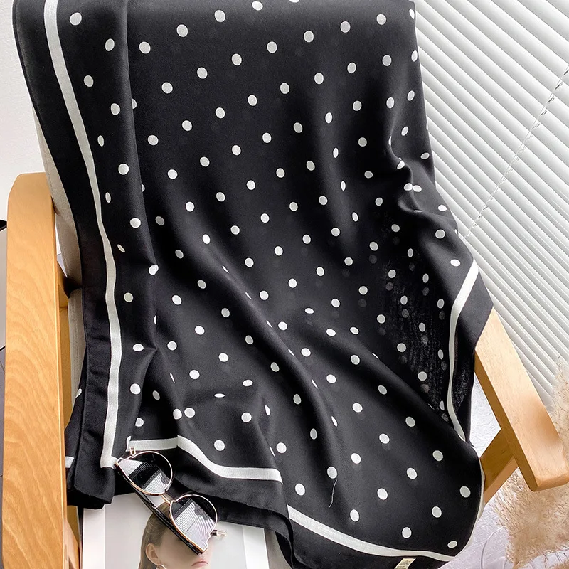 Fashion Black White Dots Comfort Cotton Linen Scarf Shawl Women Spring Fall Neckerchief Summer Travel Beach Mantillas Veils