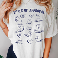 Seals of Approval Funny Retro T-Shirt Women Men Vintage 90s Seal T-shirts Funny 90s Graphic Tee Casual Summer Cotton Tshirt