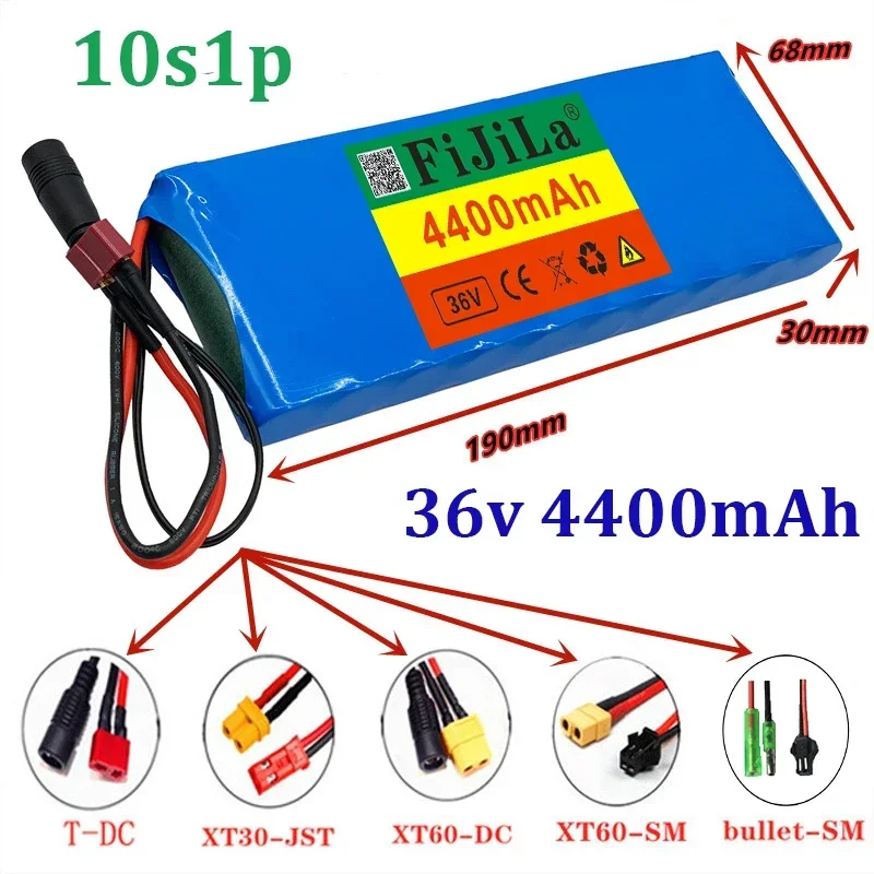 

100%new 36V 10S1P 4400mAh 18650 lithium ion battery pack ebike electric car bicycle scooter belt 20A BMS 250-500W