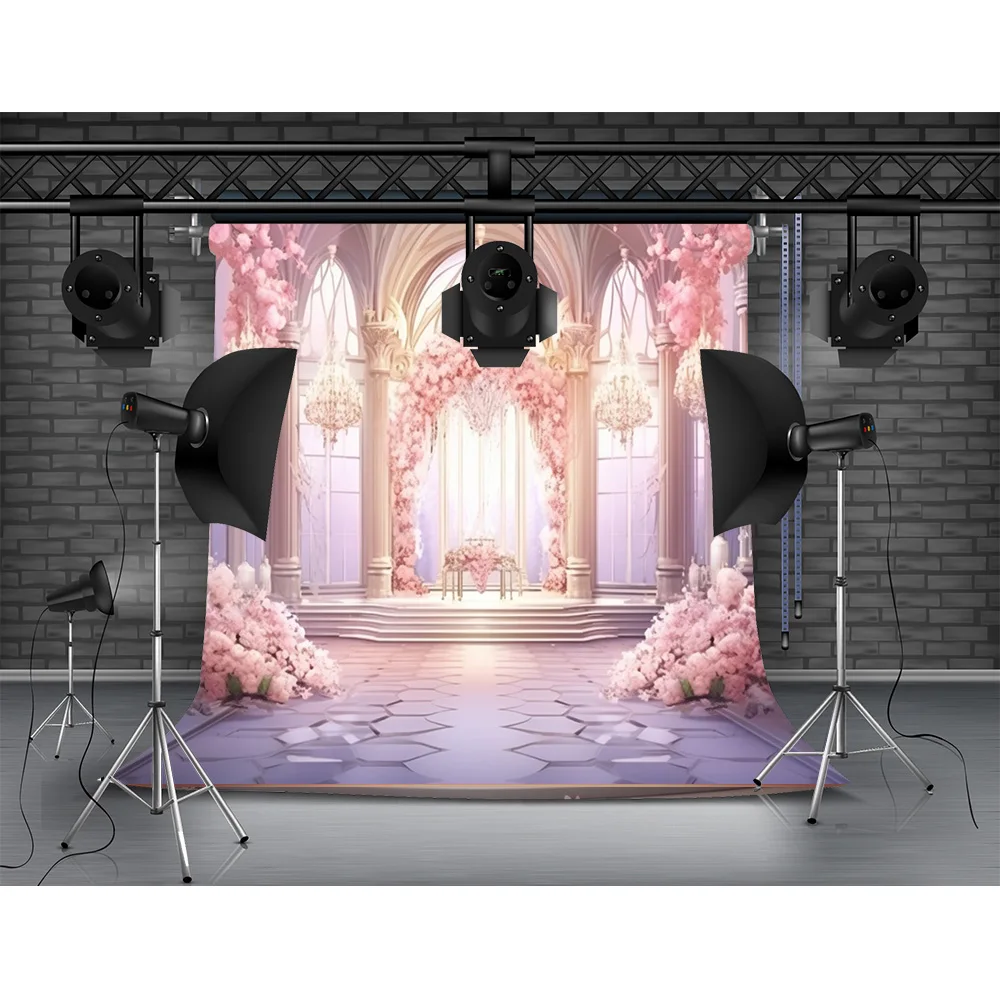 Bouquet Wedding Ceremony Stage Fantasy Photography Backdrop Props Anniversary Archway With Flowers Photo Studio Background HL-12