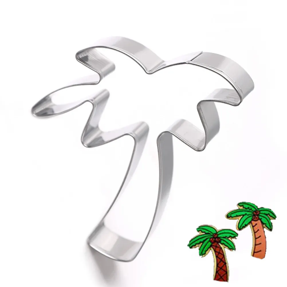 Portable Coconut Tree Stainless Steel Cookie Mold Biscuit Cutters Cartoon Shape Cake Decorating DIY Tools Silver