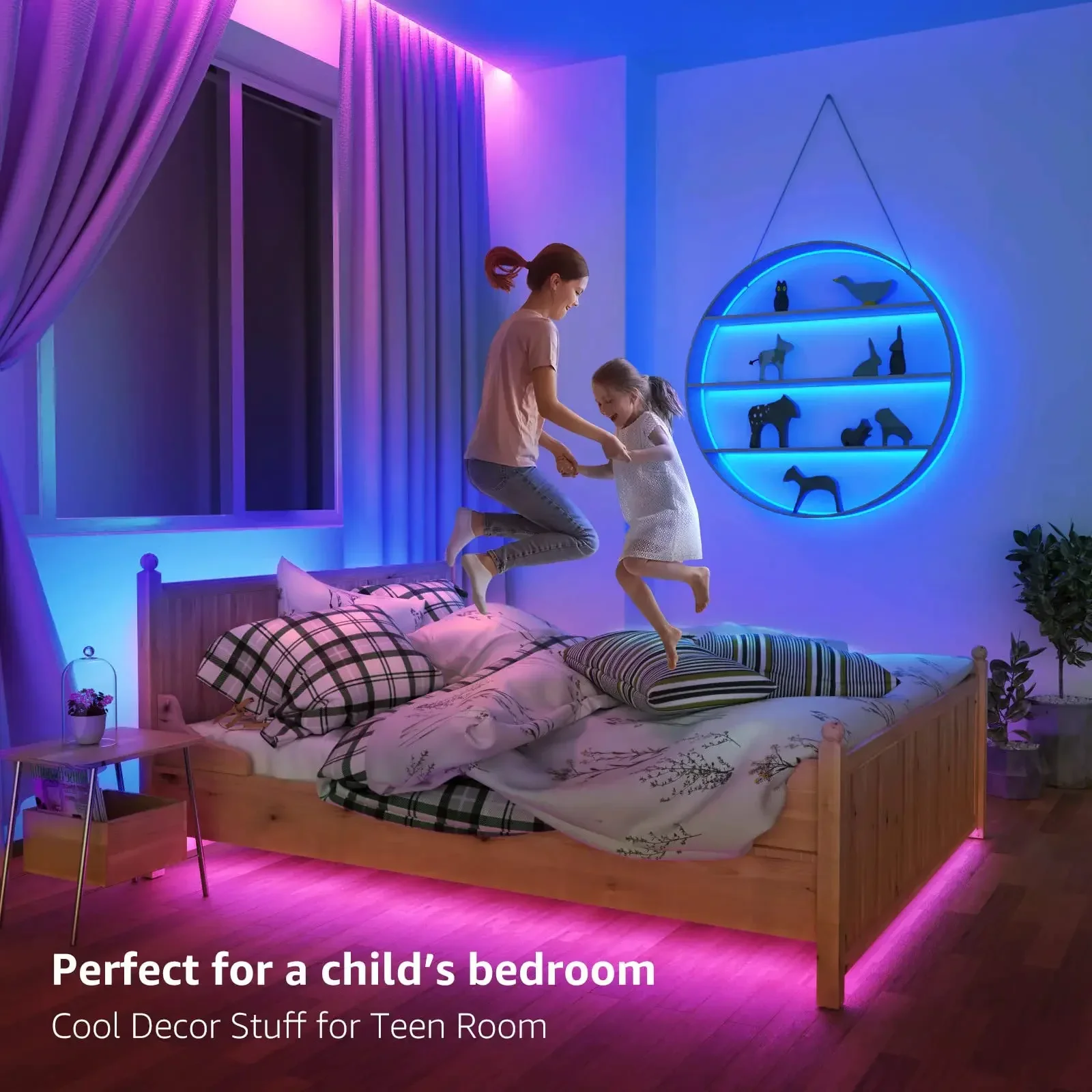 Luzes LED Strip para quarto, TV Backlight, Bluetooth Remote, Neon Color Tape, Decoração de Natal, RGB5050