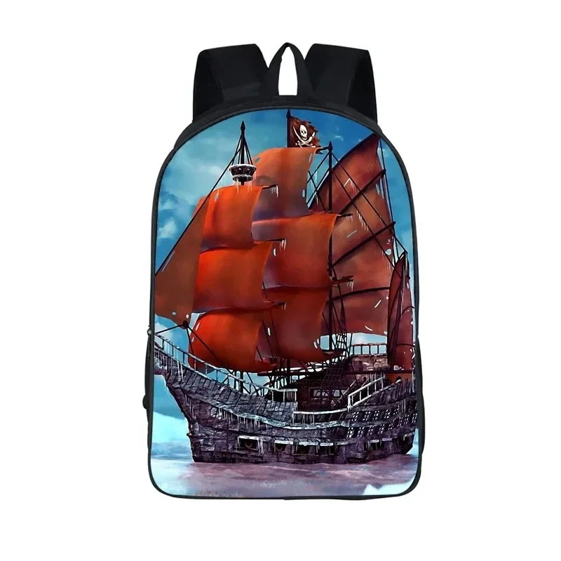 

Young Men Travel Bag Boat on The Sea Backpack for Teenagers Boys School Bags Pirate Sailboat Backpacks Gift Mochila Escolar