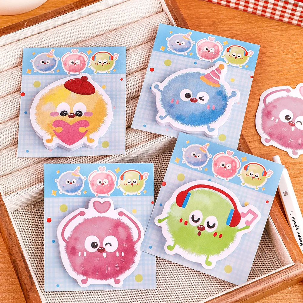 Student Cute Self Sticky Notes Reusable Memo Pads Fun Cartoon for School Supplies Notebooks Planners Study Office Organizer
