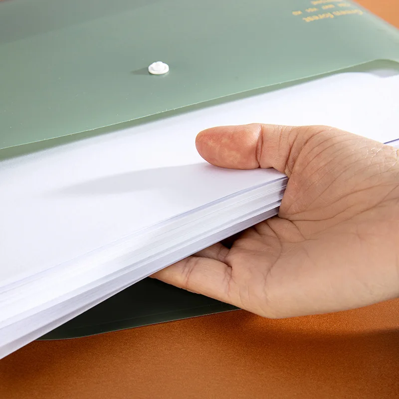 A4 File Holder Random Retro Color Snap Folder Storage Bag Subject Classification File Bag Desktop Organizer Paper Storage