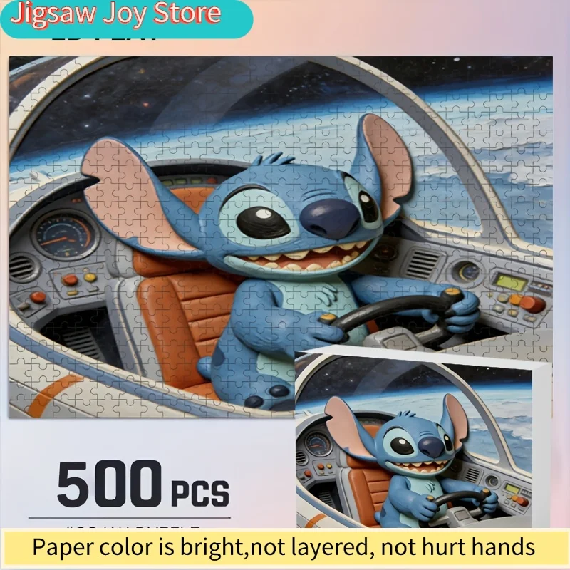 Puzzle 2D, płaskie, Disney, Stitch i Myszka Miki, odpowiednie dla dorosłych - wymagające łamigłówki, nostalgiczny prezent do biura