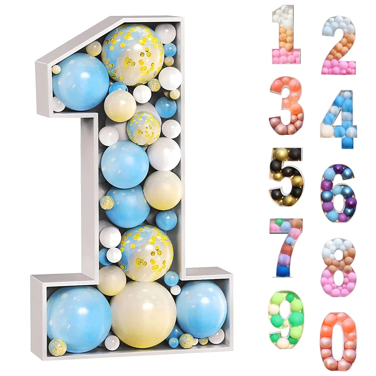 73/93cm Giant Birthday Figure Balloon Filling Box 1st Birthday Number 30 40 50 Balloon Frame Anniversary Decor Baby Shower