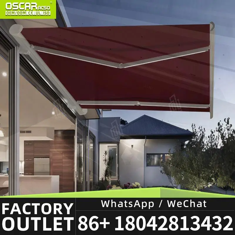 

Hot Sale Outdoor Motorized Full Cassette s with LED Light Retractable Awning