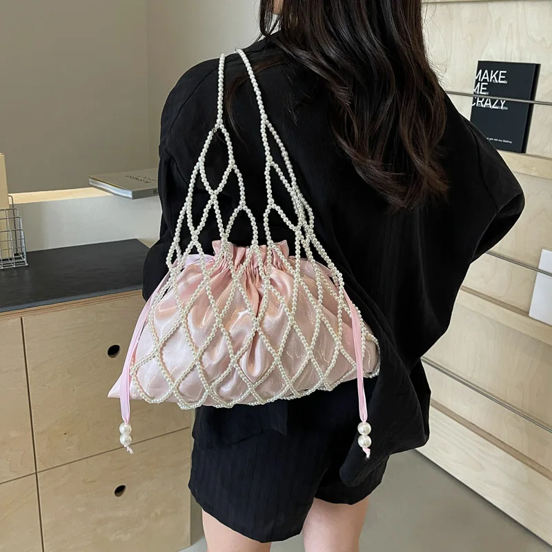 Oxford Tape Fashion Women\'s Shoulder Bags Sewing Thread Trend 2024 New Beading High Quality Handbag Commute Crossbody Bag