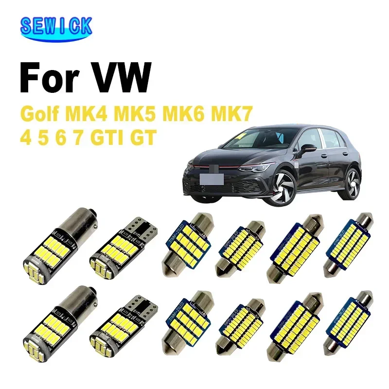 

Интерьерные автомобильные лампы SEWICK Canbus для VW Golf MK4, MK5, MK6, MK7, 4, 5, 6, 7, GTI GT, Стандартная карта, купол для багажника, Семейный комплект