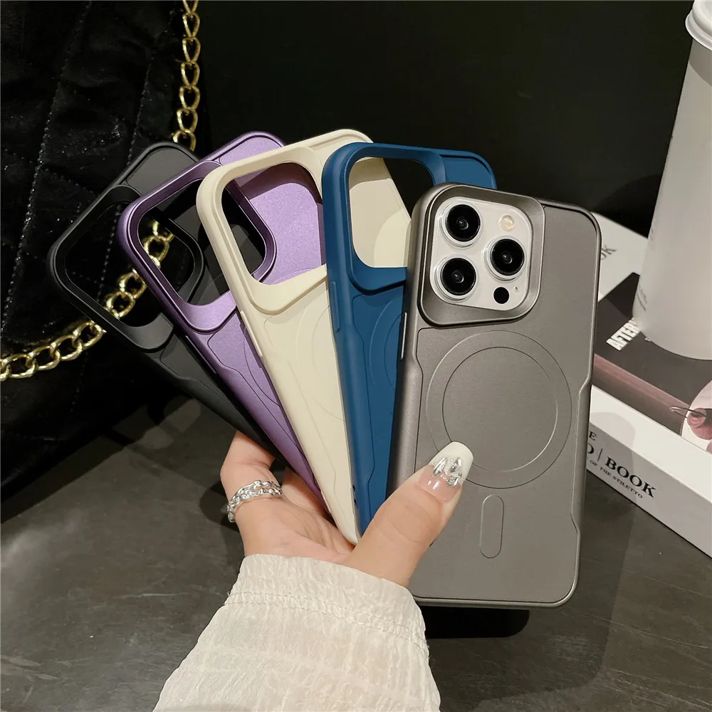 Ottwn Cute Skin Sensation Phone Case for Iphone15 14 13 12 11 Pro Max Magnetic Wireless Charge Soft Shockproof Back Bumper Cover