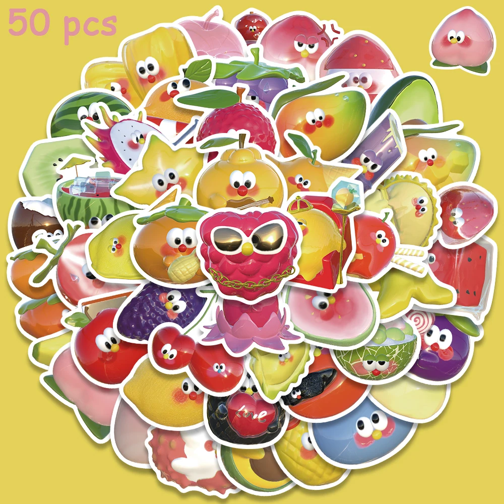 50pcs Cute Cartoon Fruit Family Stickers For Kids Toys Laptop Guitar Luggage Phone Scrapbook Notebook Fridge Stickers Decals