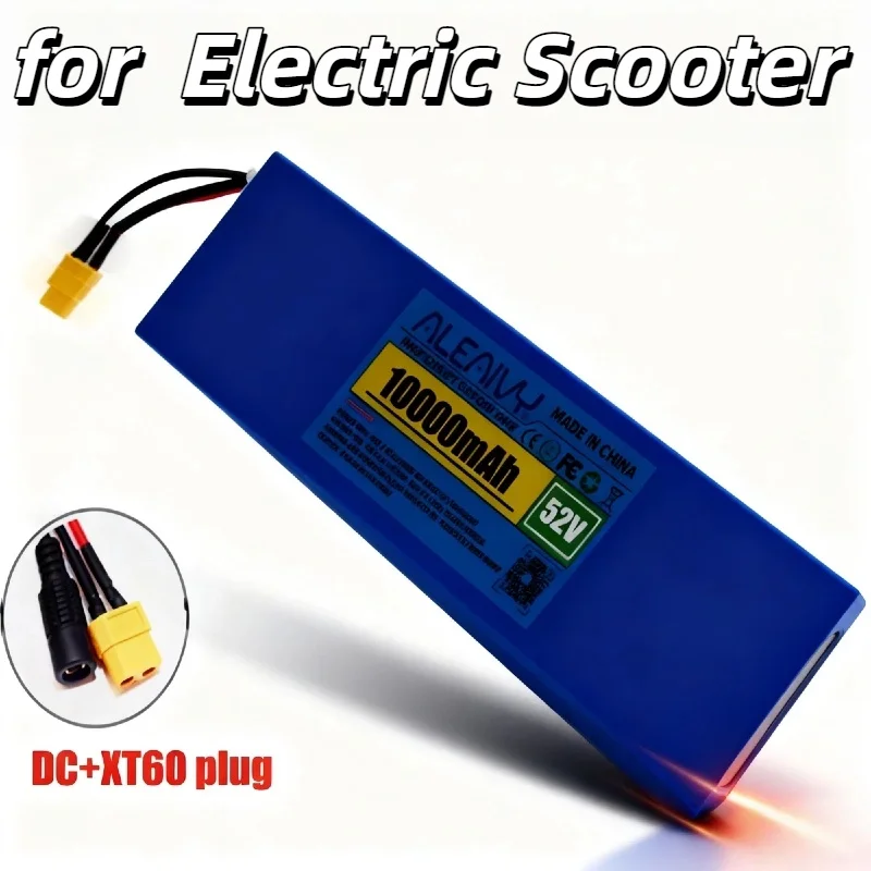 

52V 10Ah 14S3P Rechargeable Lithium Battery Pack Cells with Built-in BMS & Overcharge Protection, Durable for 0-1000W Scooters