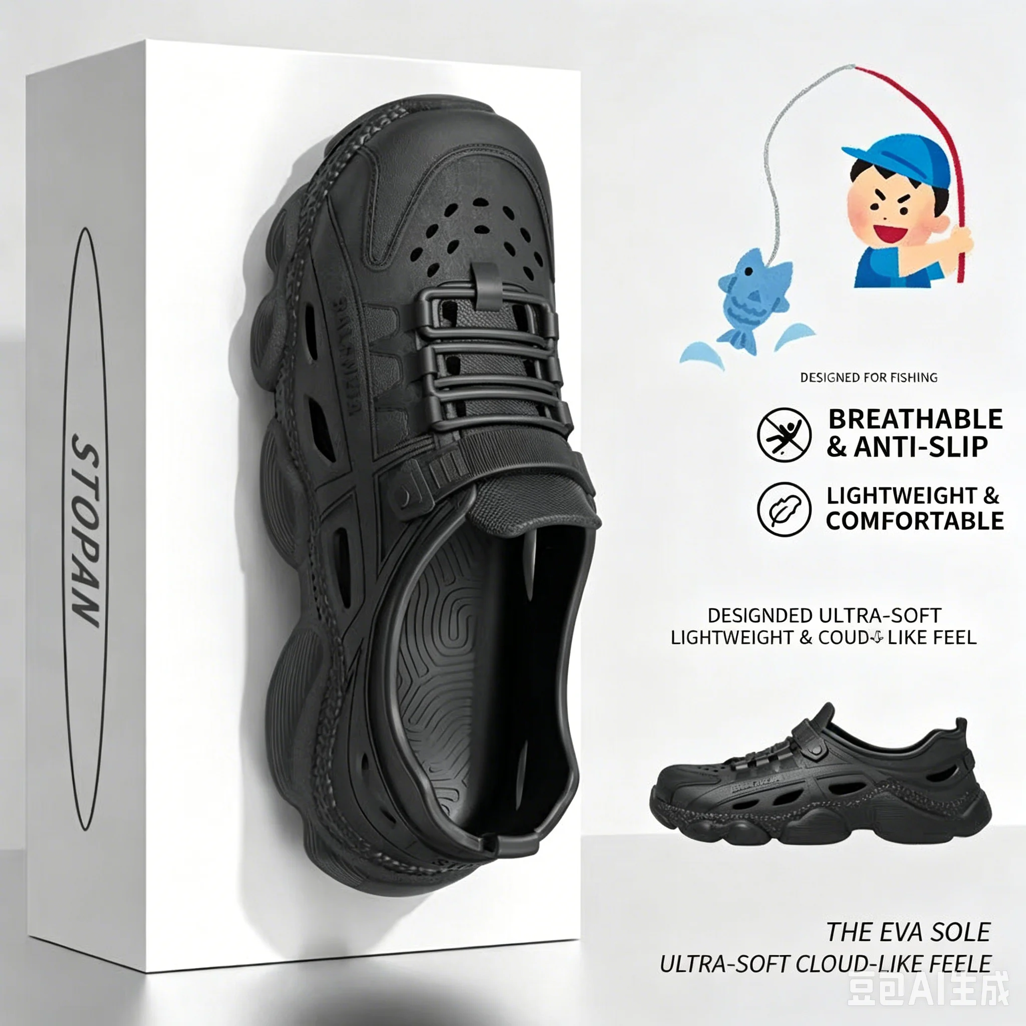 Men's High-End Summer Wading Shoes for Men, Breathable, Non-Slip, Wear-Resistant, Beach Deodorant, Driving and Fishing Sandals