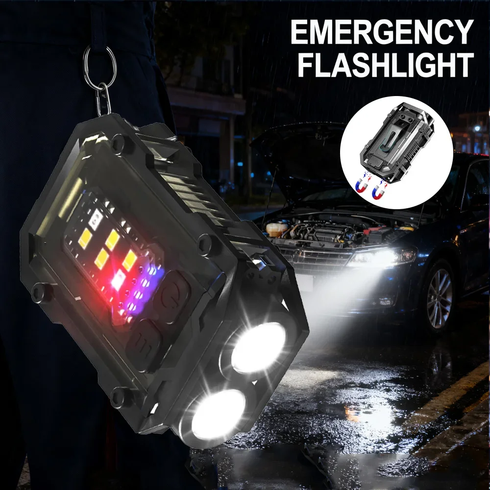 

Мини-брелок-фонарик COB, перезаряжаемый фонарик EDC с клипсой, компактный детский подарочный карманный светильник для пеших прогулок, кемпинга, рыбалки, экстренной помощи