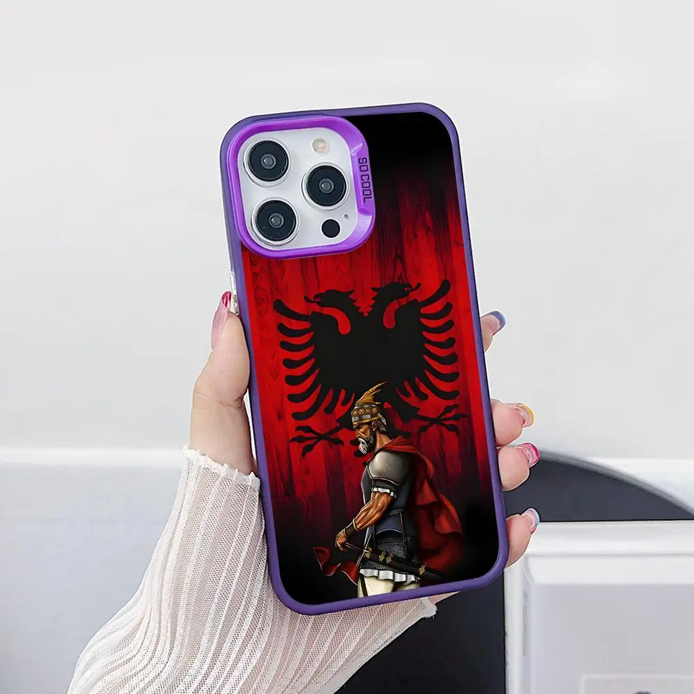 

Albania Flag Mobile Cell Phone Case for iPhone 17 16 15 14 13 12 11 X XR XS 8 7 Air Pro Max Plus Purple Translucent Cover