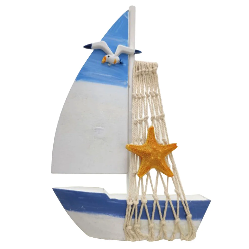 

Nautical Decor Tabletop Decoration Wooden Sailboat Home Bamboo Crafts Themed Party