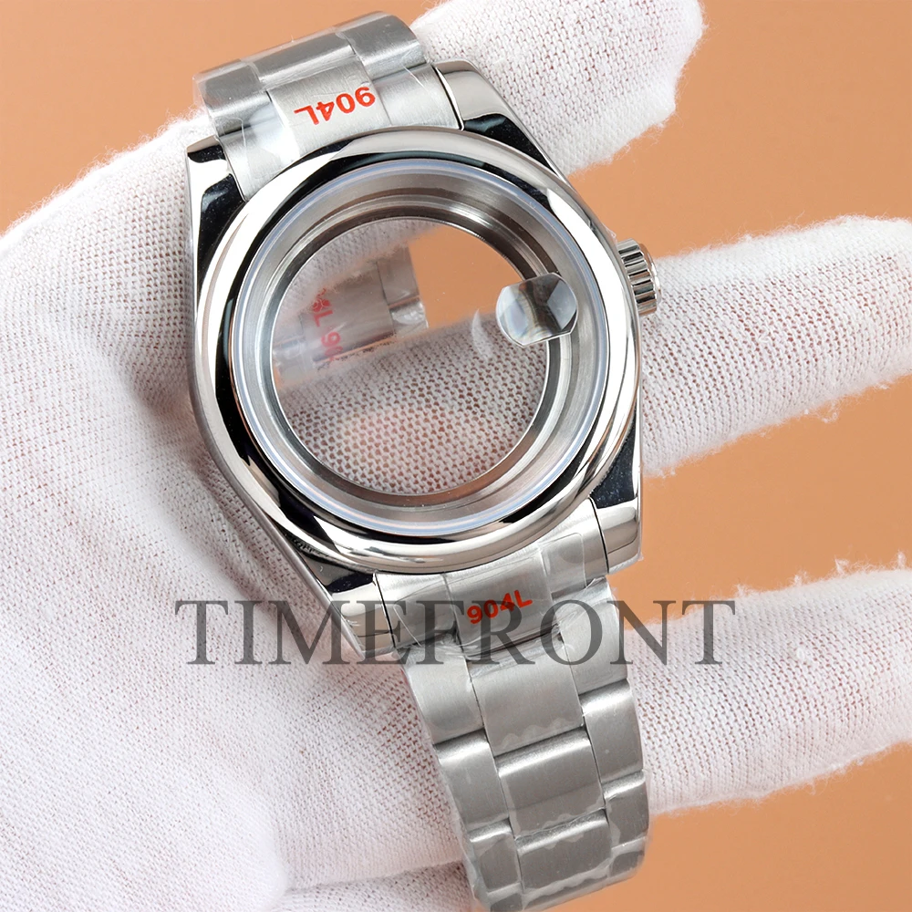 With Dial Hands Oyster Bracelet Set Watch Case 36mm/39mm Sapphire Glass For NH35 NH36 Movement Silver Waterproof DATEJUST Case