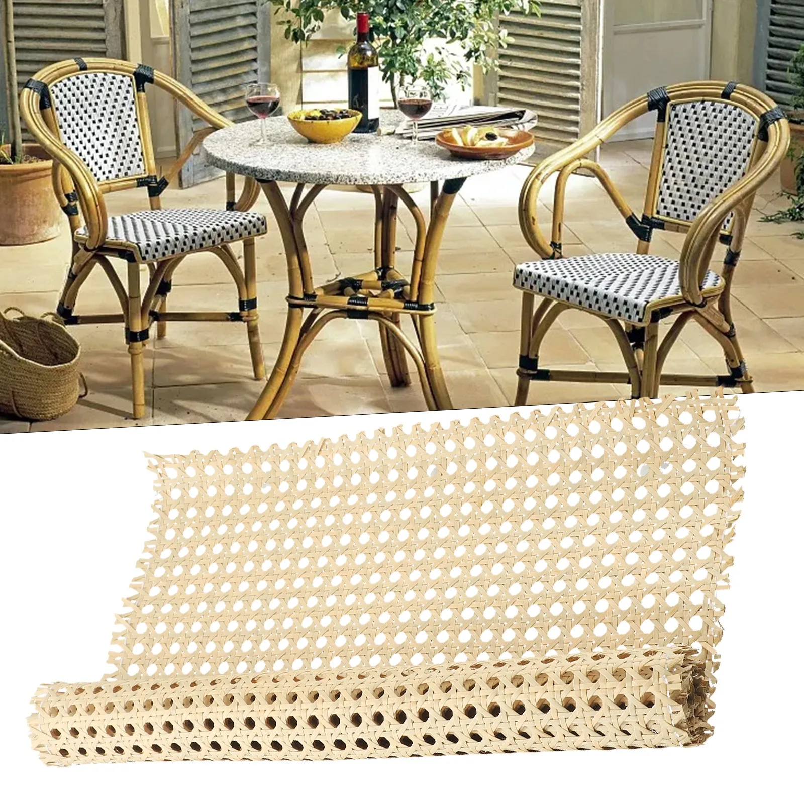 Rattan Mesh Roll Sheet Webbing Caning Material Home Decor Art DIY Ornament Room Decoration For Chairs Kit Multi-size Options
