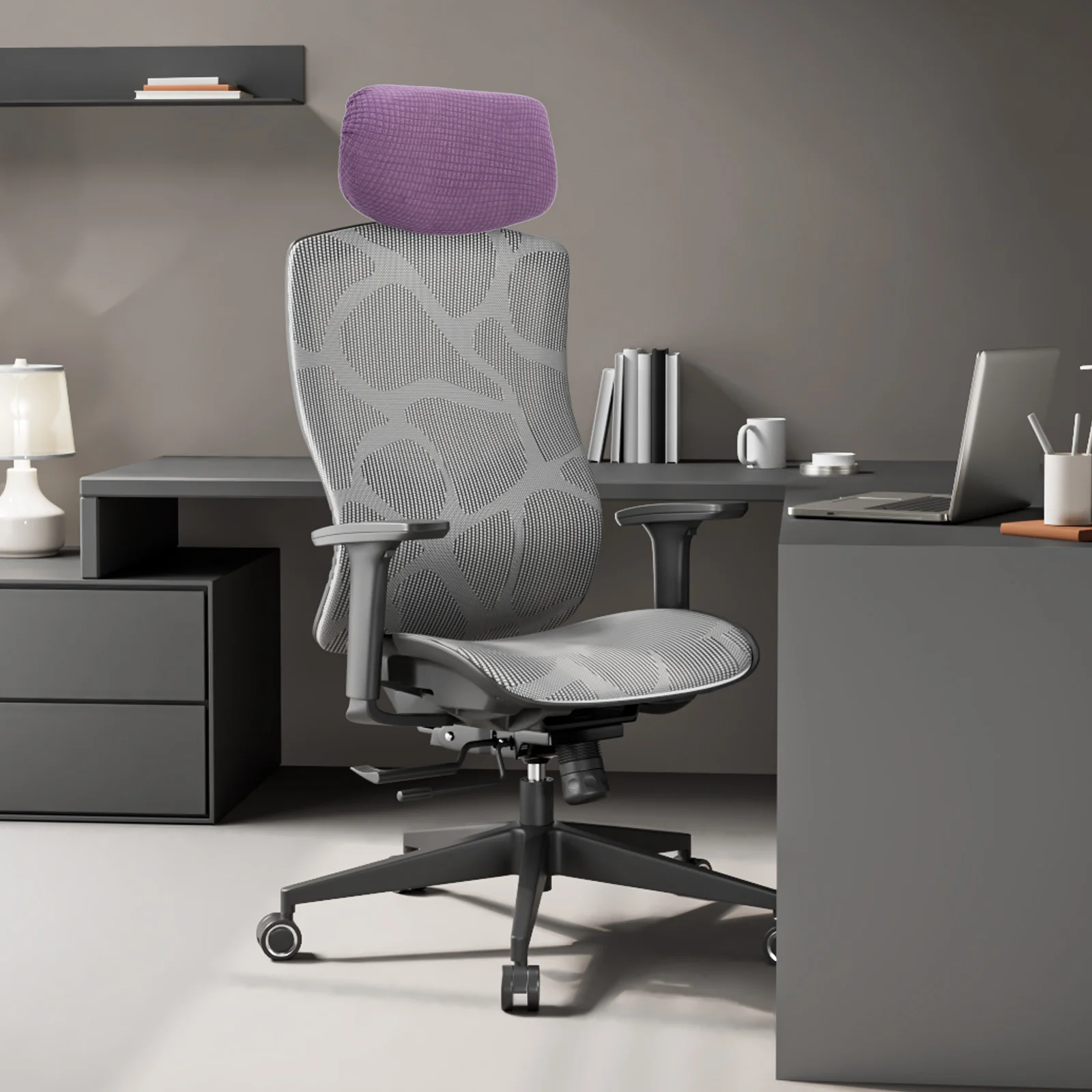 

Elastic Gaming Chair Headrest Cover Soft Polyester Non-Slip Office Computer Chair Head Cushion Cover Protective Sleeve