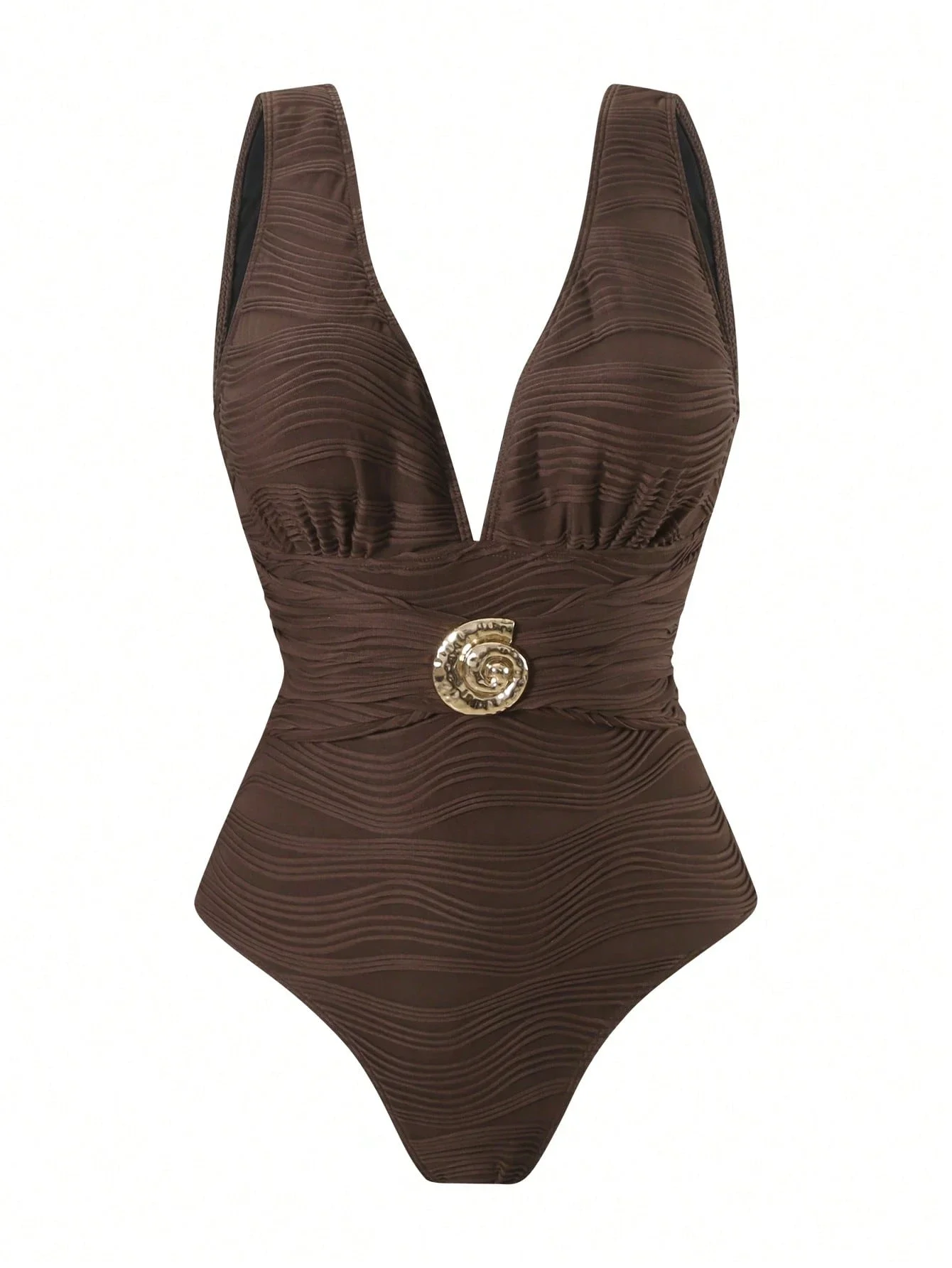 

Женский цельный купальник с V-образным вырезом и пляжной юбкой-накидкой из сетки с принтом