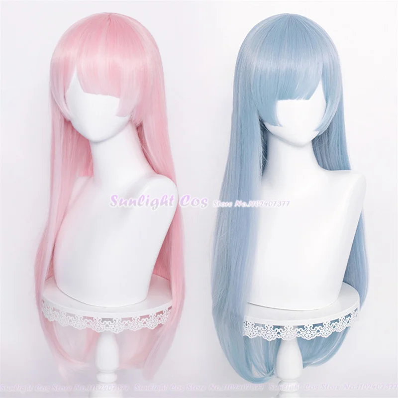 Anime Cosplay Ram Rem parrucca Cosplay 80cm parrucca lunga resistente al calore capelli sintetici parrucche da donna