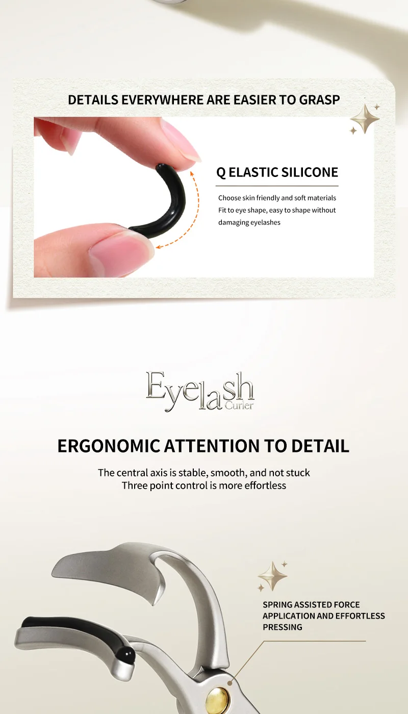 GECOMO Zinklegierung Minimalistischer Wimpernformer - Langanhaltende Fixierung Tragbarer Weitwinkel-Wimpernzange – Detail 6
